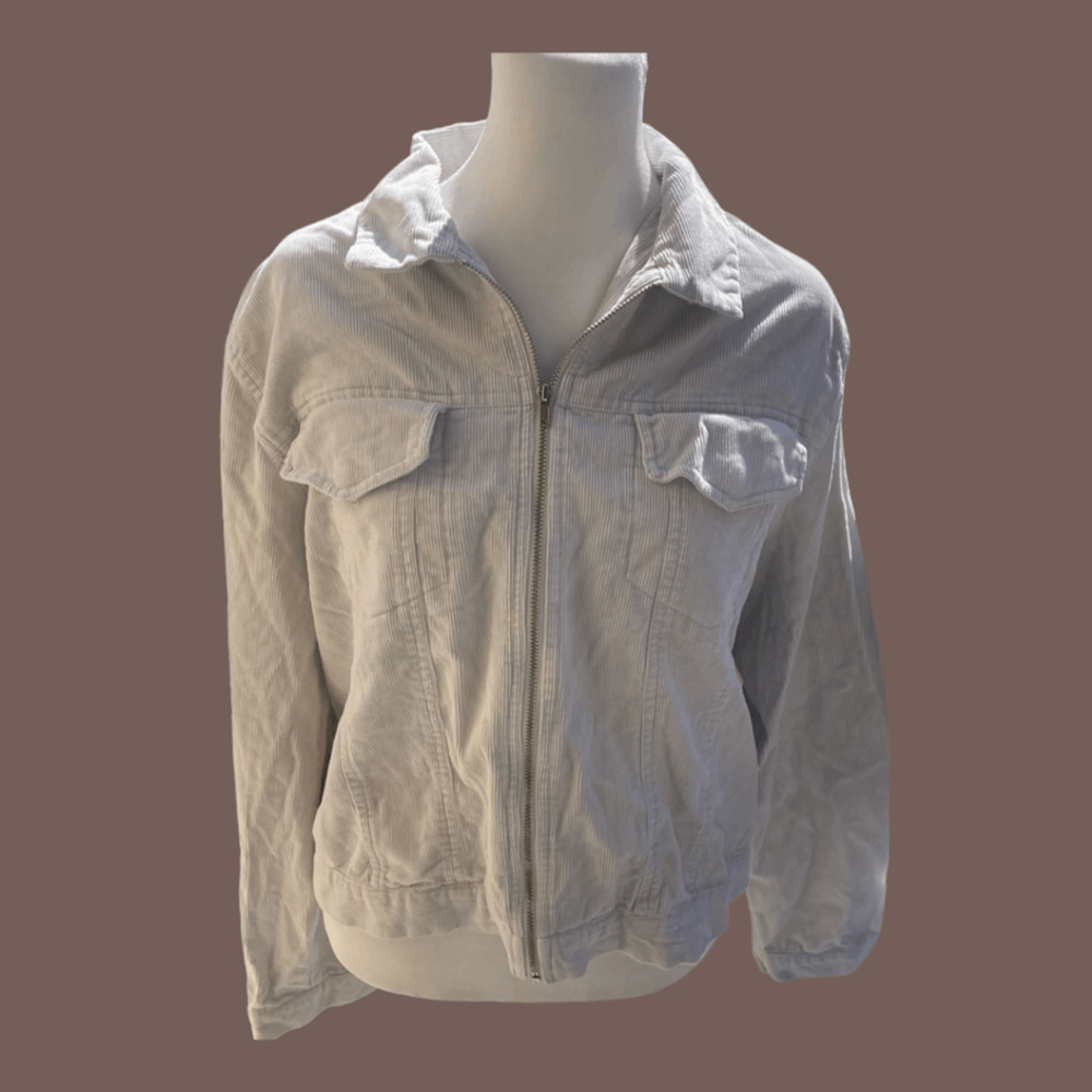 Crossroads Corduroy Shacket | Pearl White | Size L | Vintage